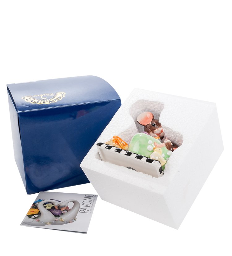 Статуэтка из керамики купание мышонка Pavone CMS-52/12, фотография в упаковке