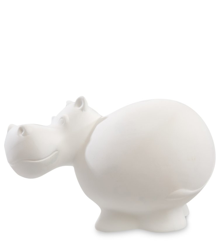 Статуэтка из фарфора с подсветкой Белый Бегемот Pavone JP-186/ 5, фотография сбоку