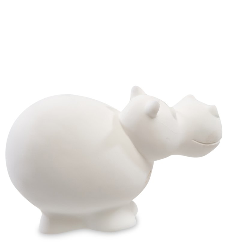 Статуэтка из фарфора с подсветкой Белый Бегемот Pavone JP-186/ 5, фотография с обратной стороны