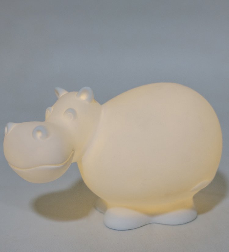 Статуэтка из фарфора с подсветкой Белый Бегемот Pavone JP-186/ 5, фотография подсветки