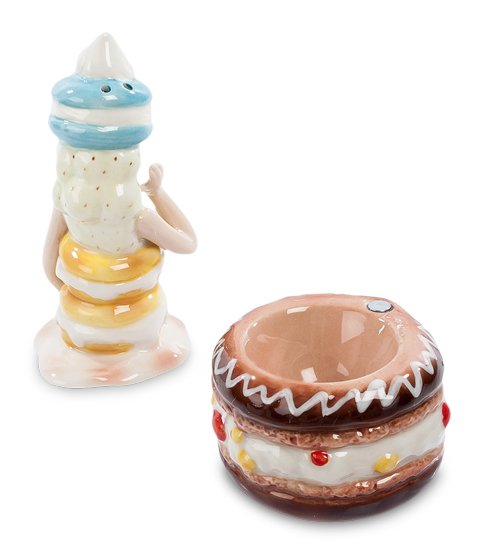 Подставка для яйца с солонкой из керамики Леди - Взбитые Сливки Pavone CMS-57/ 6, разборный вид