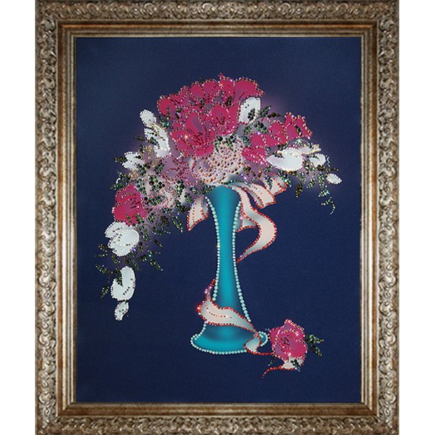 Картина Праздничный букет (в багете) c кристаллами Swarovski