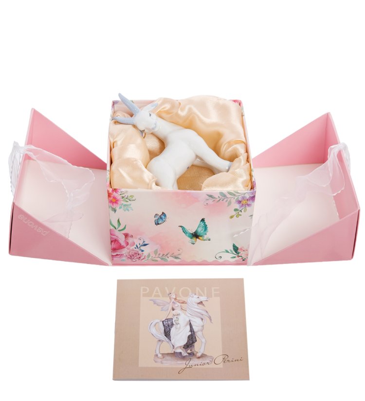 Статуэтка из фарфора Коза с синими рожками Pavone JP-71/ 2, упаковочный вид