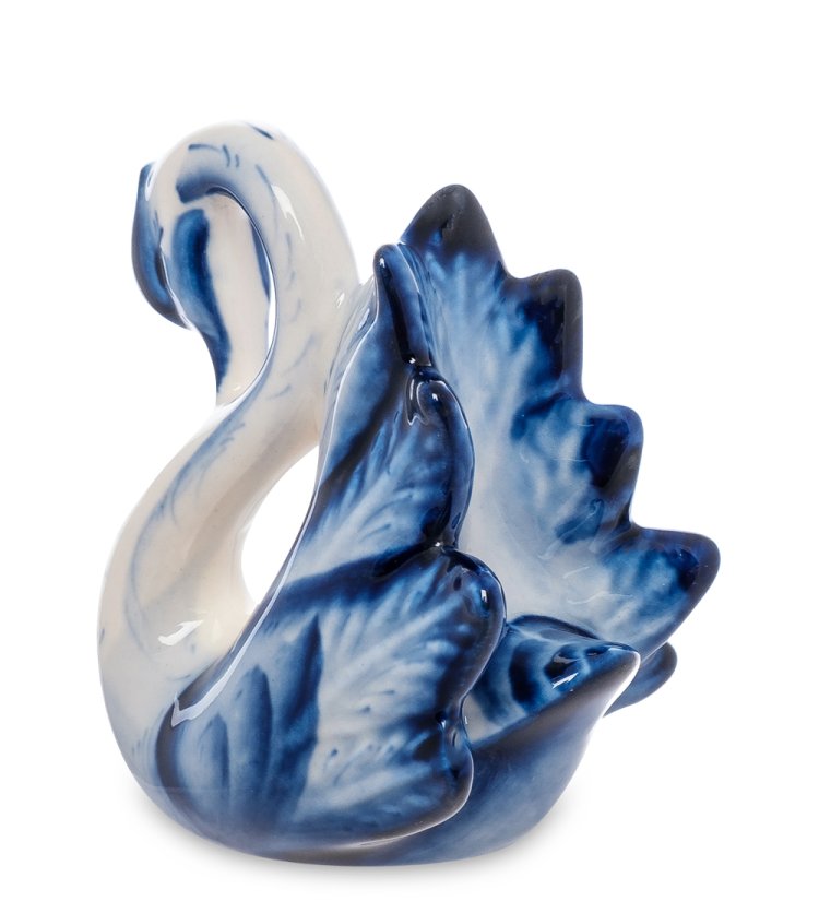 Статуэтка Лебедь Голубая гжель ГЛ-617, фотография сбоку