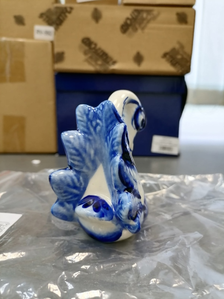 Статуэтка Лебедь Голубая гжель ГЛ-617, фото со склада вид сзади