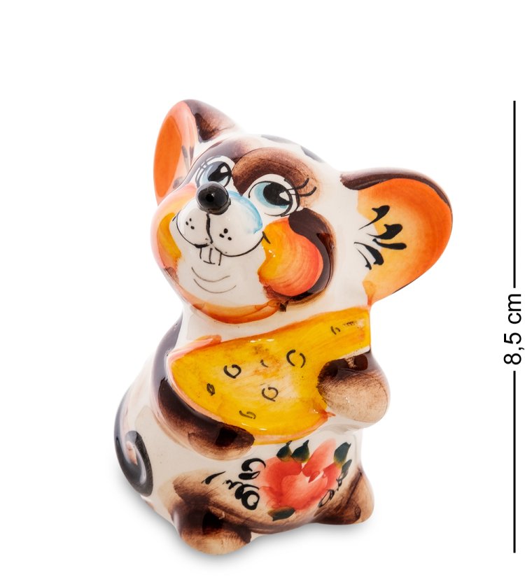 Фигурка Мышь с сыром Цветная гжель ГЛ-543