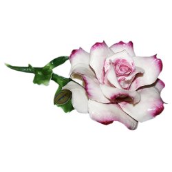 Розовая роза статуэтка из фарфора