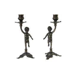 Набор из двух Подсвечников из латуни на 1 свечу Амур