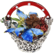 Скульптура Маленькая Корзинка рождественская с синими листьями Exetera Argenti 46-369157