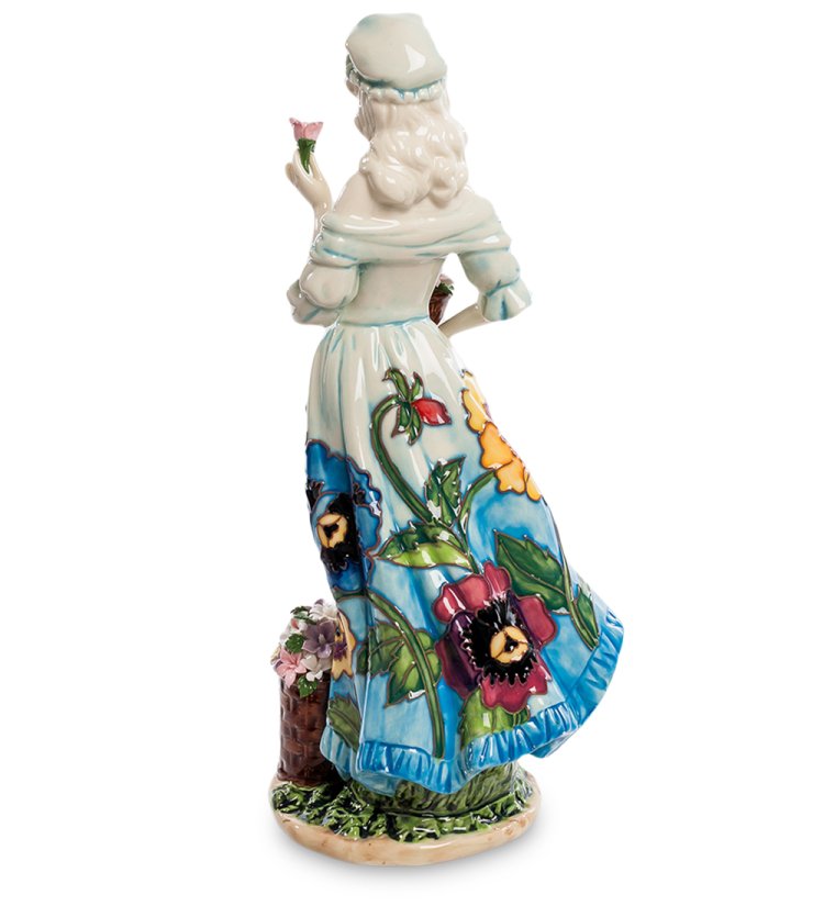 Статуэтка из фарфора Девушка цветочница Pavone JP-12/20, фотография со спины