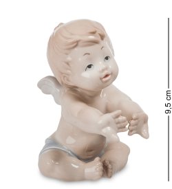 Статуэтка из фарфора Маленький мальчик Ангелочек Сидит