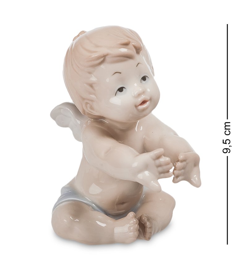 Статуэтка из фарфора Маленький мальчик Ангелочек Сидит Pavone JP-33/ 4