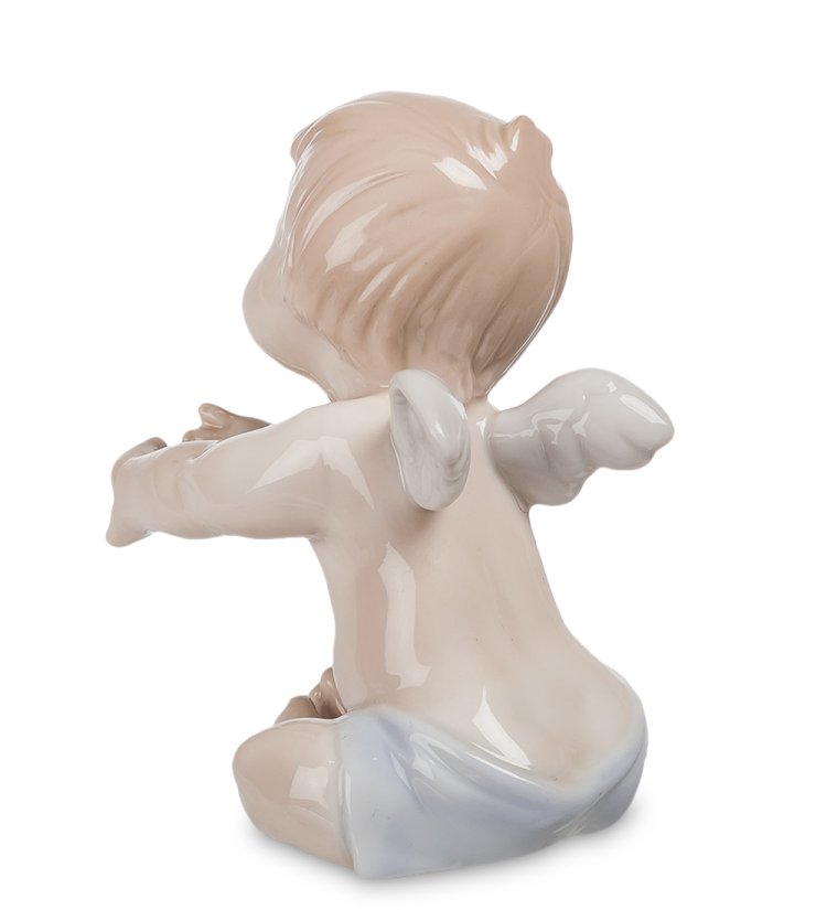 Статуэтка из фарфора Маленький мальчик Ангелочек Сидит Pavone JP-33/ 4, фотография со спины