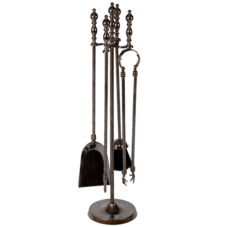 Каминный набор Каминетто 4 предмета на подставке, под бронзу Alberti Livio AL-82-082-ANT