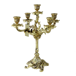 Канделябр на 5 свечей Оче Велло, золотой