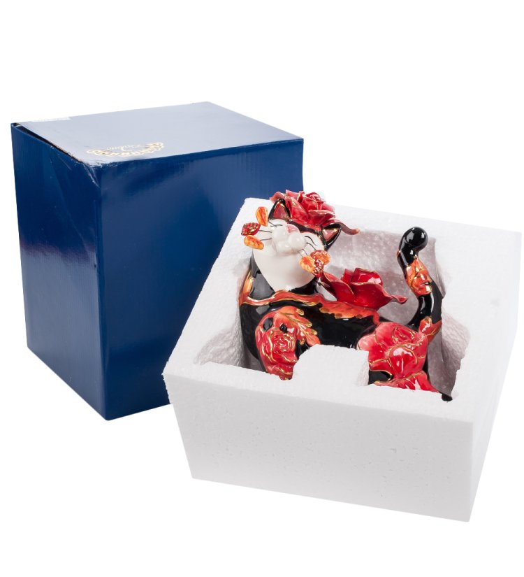 Статуэтка из керамики Черный Кот Гла-Муррр Pavone CMS-31/14, фотография в упаковке