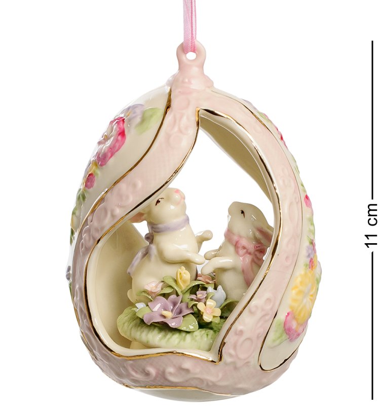 Музыкальная подвесная статуэтка из фарфора Кролики Pavone CMS-18/ 9
