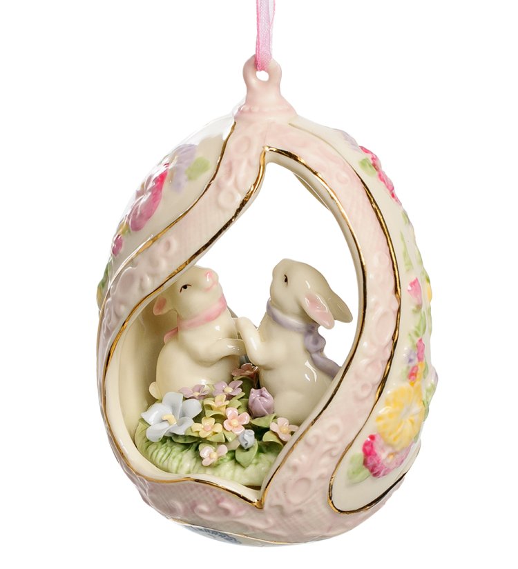 Музыкальная подвесная статуэтка из фарфора Кролики Pavone CMS-18/ 9, фотография сбоку