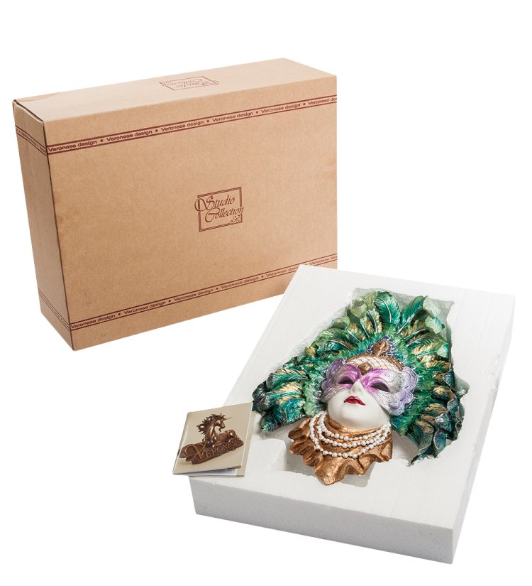Венецианская маска Яркое Перо павлина Veronese WS-325, упаковочный вид