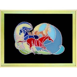 Картина Кони. Витражная палитр c кристаллами Swarovski