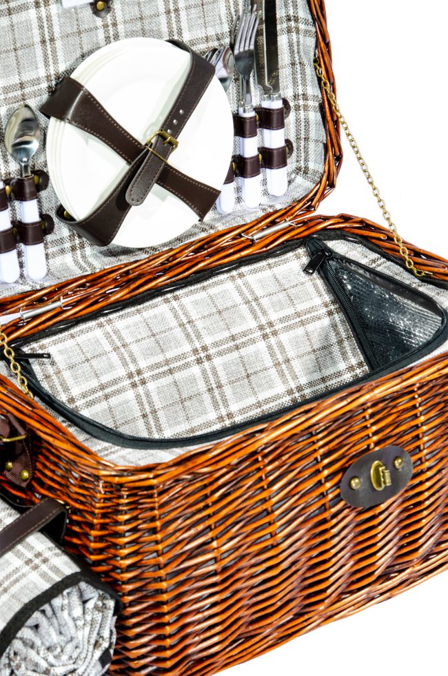 Набор для пикника с посудой на 4 персоны и пледом. фотография 2