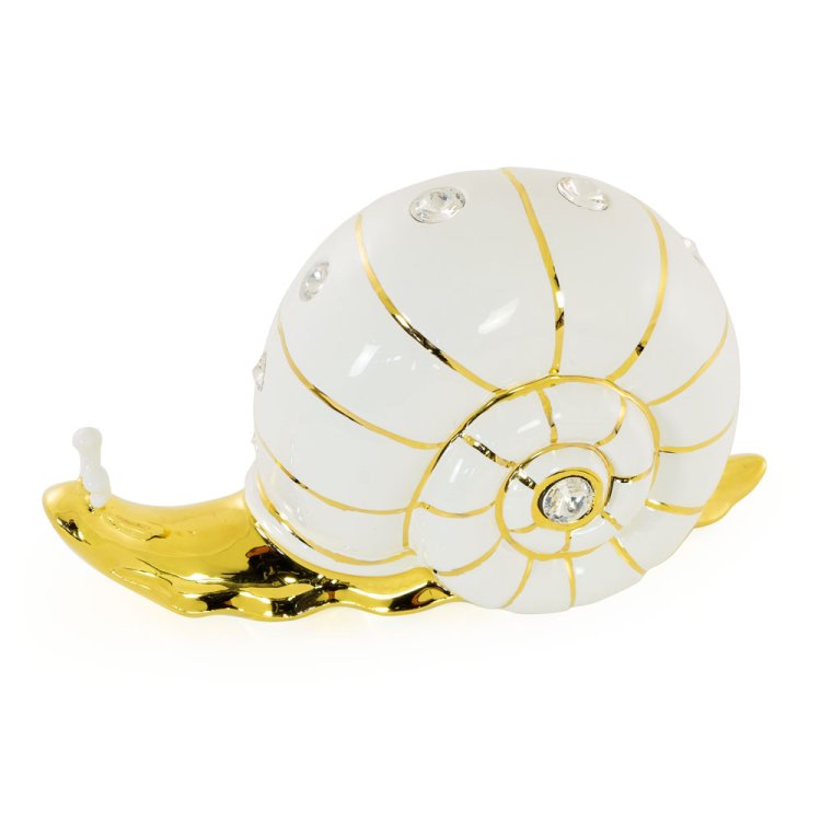 Статуэтка белая Улитка со Swarovski коллекция Giardino Migliore De Luxe 27547, фотография сбоку