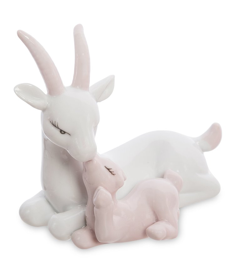 Статуэтка из фарфора Мама коза с маленьким козленком Pavone JP-71/ 4