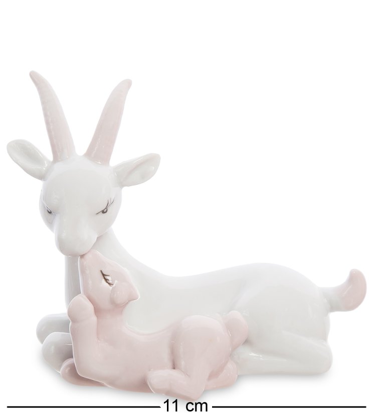 Статуэтка из фарфора Мама коза с маленьким козленком Pavone JP-71/ 4, вид профиль