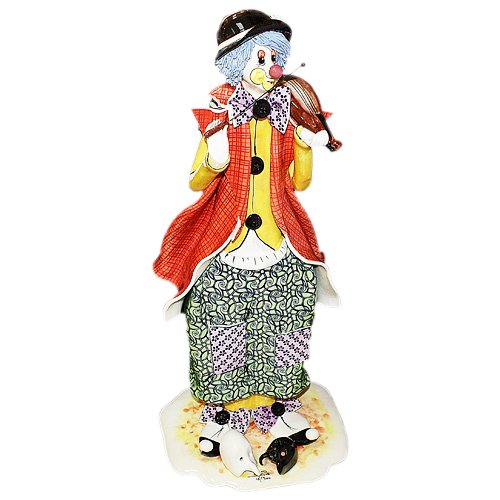 Статуэтка из фарфора Клоун стоящий со скрипкой (средний)