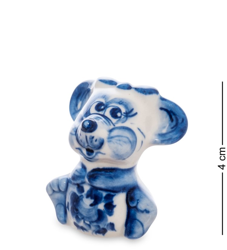 Фигурка Мышка с бантиком Голубая гжель ГЛ-621