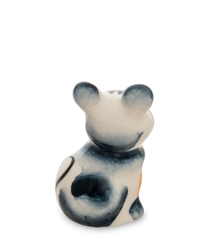 Статуэтка радостная Мышка Цветная гжель ГЛ-547, фотография со спины