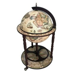 Бар в виде глобуса напольный со старинной картой, светлый