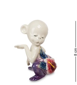 Статуэтка из фарфора Обезьяна фиолетовая, роспись с цветами