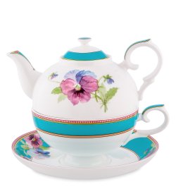 Чайная пара с чайником из фарфора Виола