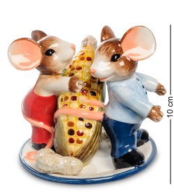 Статуэтка из керамики Два мышонка на тарелке с кукурузой