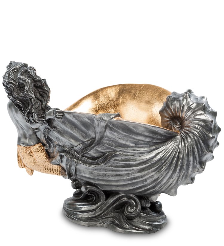 Ваза Золотая Ракушка с Русалкой Veronese WS- 44, оборотная сторона