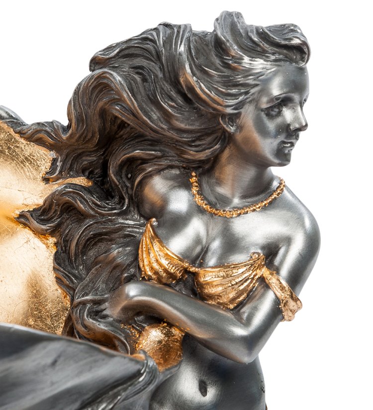 Ваза Золотая Ракушка с Русалкой Veronese WS- 44, портретный вид