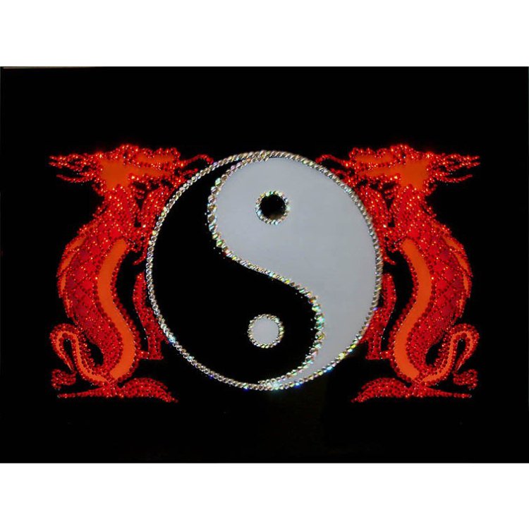 Картина Инь-Ян с драконами c кристаллами Swarovski