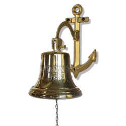 Судовой колокол Титаник на кронштейне Якорь - Диаметр 18 см