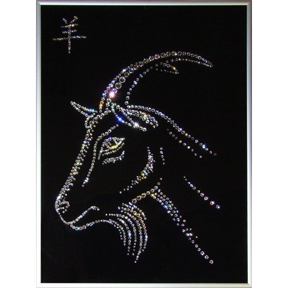 Картина Символ года - коза c кристаллами Swarovski
