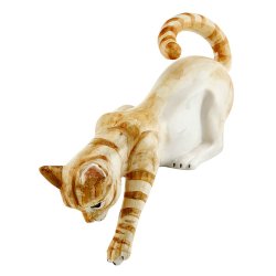 Статуэтка из керамики Полосатая кошка спрыгивающая