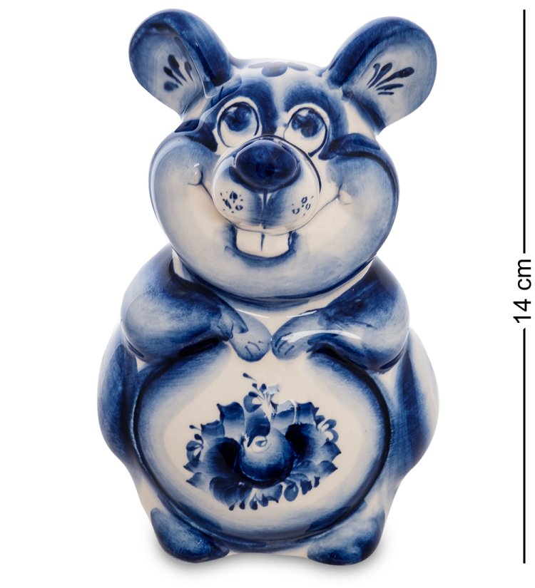 Копилка Большая Мышь Голубая гжель ГЛ-623