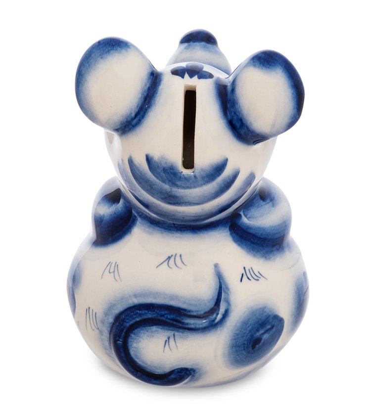 Копилка Большая Мышь Голубая гжель ГЛ-623, фотография со спины