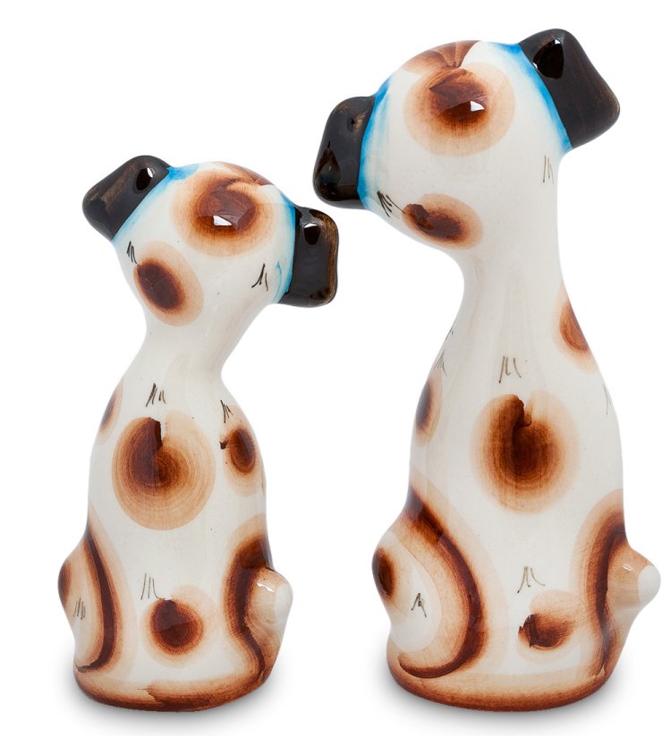 Статуэтка Пара собак Цветная гжель ГЛ-236, фотография со спины