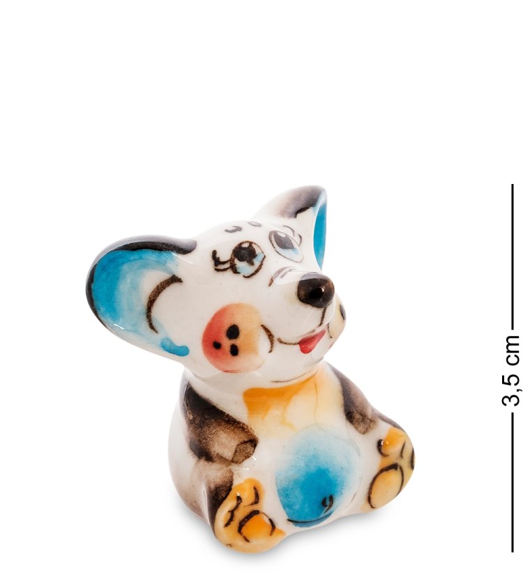 Статуэтка маленький ушастый мышонок Цветная гжель ГЛ-549