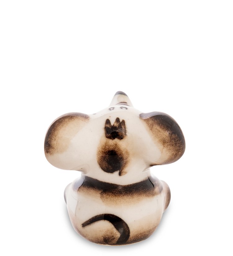 Статуэтка маленький ушастый мышонок Цветная гжель ГЛ-549, фотография со спины