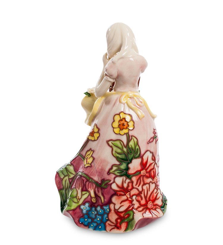 Статуэтка из фарфора Леди с корзинкой цветов Pavone JP-12/23, фотография со спины