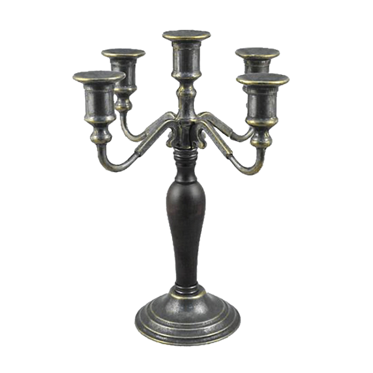 Канделябр на 5 свечей с деревянной вставкой на основании, антик Alberti Livio AL-80-385-ANT