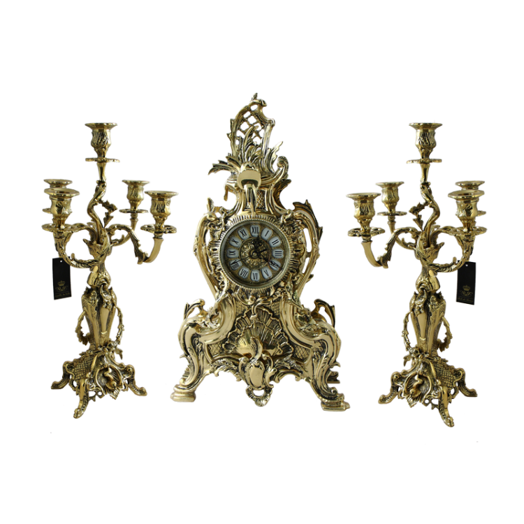 Каминные часы из бронзы Венера с канделябрами Bello De Bronze BP-21033