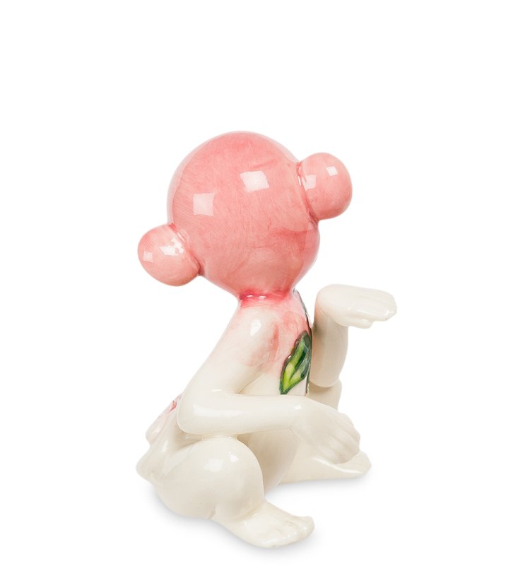 Статуэтка из фарфора Обезьяна с розовой головой Pavone JP-81/19, фотография со спины